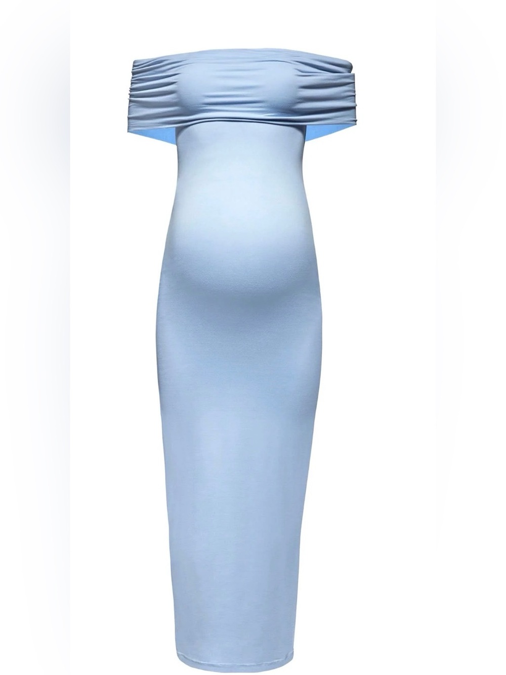 Strapless Light Blue Maternity Bodycon Maxi Dress